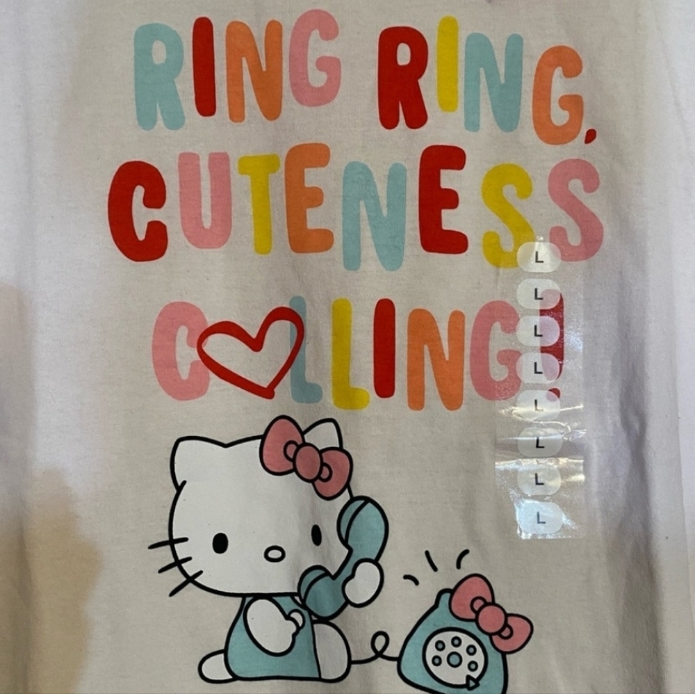 Hello Kitty Womens Colorful Text and Phone Design Size L - Picture 4 of 5